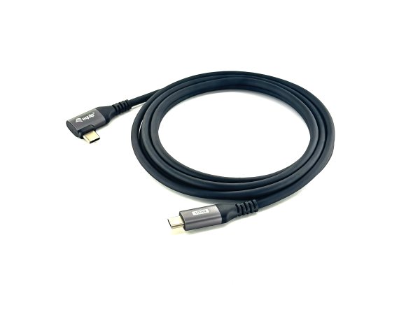 Equip USB 2.0 C to C 90° angled Cable, M/M, 1.0m, 100W with Emark chispet