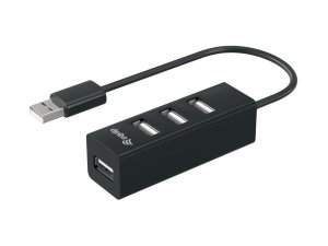 4x USB 2.0 Type-A, 18 x 20 x 65 mm, 24 g, Black