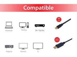 Equip Mini DisplayPort to Displayport Cable, M/M, 2.0m