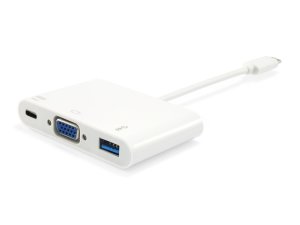 USB C - VGA/USB A/USB C, M/F, 15 cm, White