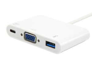 USB C - VGA/USB A/USB C, M/F, 15 cm, White