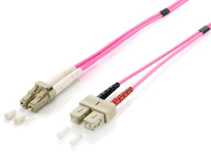 Equip LC/SC Fiber Optic Patch Cable, OM4, 1m