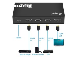 3 x HDMI Input, 1 x HDMI Output, HDMI2.0, HDCP2.2, 4K/60Hz, HDR10/Dolby Vision