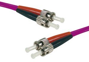 15 m OM3 50/125 ST/ST Fiber Duplex Patch Cord - Purple