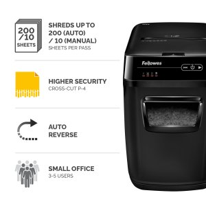 Fellowes AutoMax 200C paper shredder Cross shredding 60 dB 23 cm Black