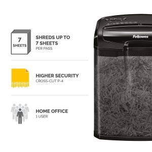 Fellowes Paper Shredder M-7CM 7 Sheet Cross Cut Shredder Shredder with 13 Litre Bin High Security P4