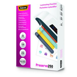 A4 Glossy 250 Micron Laminating Pouch - 100 pack