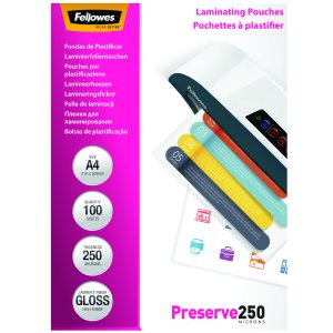 A4 Glossy 250 Micron Laminating Pouch - 100 pack