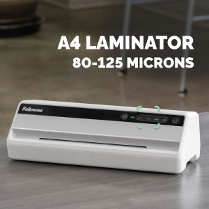 Fellowes A4 Laminator Machine Saturn A4 Laminating Machine 80 to 125 Micron 10 A4 Laminating Pouch Starter Pack Included