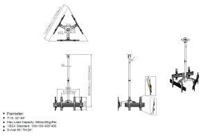 Equip 32"-65" Ceiling Mount Triple Screen TV Bracket