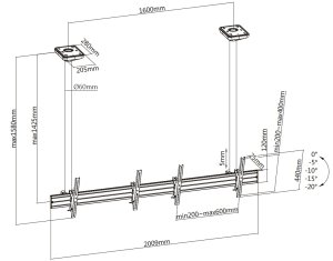 Equip 45"-55" Dual Screen Ceiling Mount