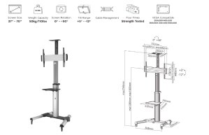 Equip 90° Rotate Single Display TV Cart