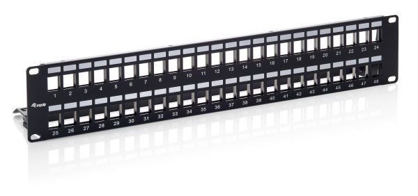 Equip 48-Port Keystone Cat.6 Shielded Patch Panel, Black