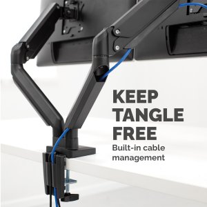 Fellowes Platinum Series Dual Monitor Arm - Monitor Mount for Two 8KG 32 Inch Screens - Adjustable Dual Monitor Desk Mount - Tilt 45° Pan 180° Swivel 360° Rotation 360°, VESA 75 x 75/100 x 100 - Black