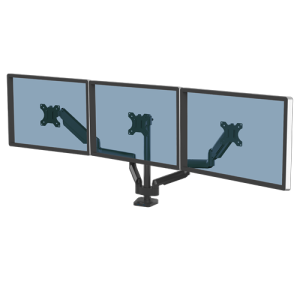 Fellowes Platinum Series Triple Monitor Arm - Monitor Mount for Three 7KG 27 Inch Screens - Adjustable Triple Monitor Desk Mount - Tilt 45° Pan 180° Swivel 360° Rotation 360°, VESA 75 x 75/100 x 100 - Black