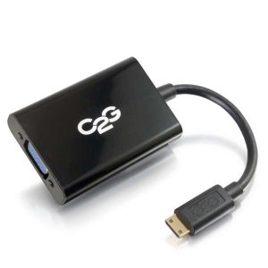 C2G 80504 video cable adapter 0.2 m Mini-HDMI VGA (D-Sub) Black
