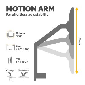 Fellowes Platinum Series Monitor Arm - Monitor Mount for 8KG 32 Inch Screens - Adjustable Monitor Desk Mount - Tilt 45° Pan 180° Swivel 360° Rotation 360°, VESA 75 x 75/100 x 100 - White