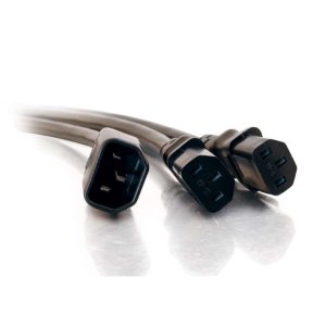 C2G 1.8m, C14 IEC - 2xC13 IEC Black C14 coupler 2 x C13 coupler