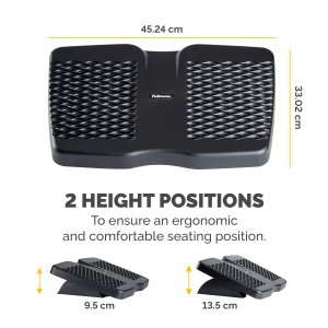 Fellowes Foot Rest Under Desk - Refresh Foot Support Ergonomic Foot Rest with 2 Height Adjustments & Massage Surface - Foot Rest Stool for Office & Home - Black