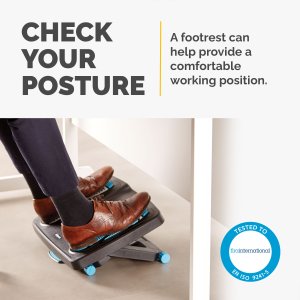 Fellowes Foot Rest Under Desk - Energizer Foot Support Ergonomic Foot Rest with 3 Height Adjustable Positions & Massage Textured Surface - Foot Rest Stool for Office & Home - Charcoal