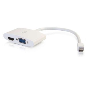 C2G 20cm Mini DisplayPort to HDMI or VGA Adapter Converter 4K UHD - White