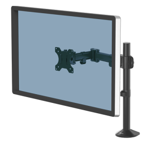Fellowes Reflex Monitor Arm - Monitor Mount for 8KG 32 Inch Screens - Adjustable Monitor Desk Mount - Tilt 45° Pan 180° Rotation 360°, VESA 75 x 75/100 x 100 - Black