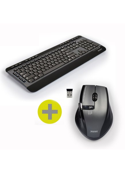 Port Designs 900901 keyboard Mouse included Office RF Wireless AZERTY French Black