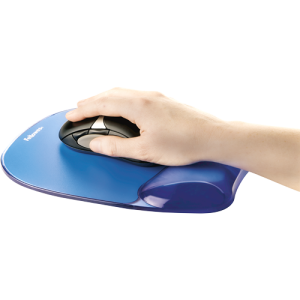 Fellowes Mouse Mat Wrist Support - Crystals Gel Mouse Pad with Non Slip Rubber Base - Ergonomic Mouse Mat for Computer, Laptop, Home Office Use - Compatible with Laser and Optical Mice - Blue