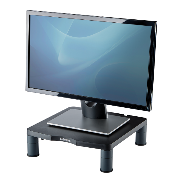 Fellowes Computer Monitor Stand with 3 Height Adjustments - Standard Monitor Riser with Cable Management - Ergonomic Adjustable Monitor Stand for Computers - Max Weight 27KG/Max Size 21" - Graphite