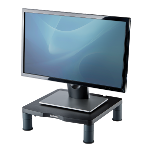 Fellowes Computer Monitor Stand with 3 Height Adjustments - Standard Monitor Riser with Cable Management - Ergonomic Adjustable Monitor Stand for Computers - Max Weight 27KG/Max Size 21″ - Graphite