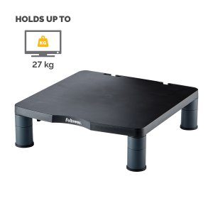 Fellowes Computer Monitor Stand with 3 Height Adjustments - Standard Monitor Riser with Cable Management - Ergonomic Adjustable Monitor Stand for Computers - Max Weight 27KG/Max Size 21" - Graphite