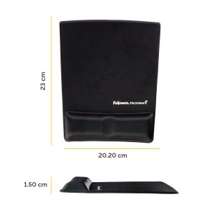 Fellowes Mouse Mat Wrist Support - Health-V Mouse Pad with Antibacterial Protection - Ergonomic Mouse Mat for Computer, Laptop, Home Office Use - Black