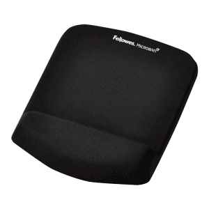 Fellowes Mouse Mat Wrist Support - PlushTouch Mouse Pad with Non Slip Rubber Base & Antibacterial Protection - Ergonomic Mouse Mat for Computer, Laptop, Home Office Use - Black