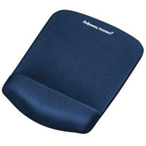 Fellowes Mouse Mat Wrist Support - PlushTouch Mouse Pad with Non Slip Rubber Base & Antibacterial Protection - Ergonomic Mouse Mat for Computer, Laptop, Home Office Use - Blue