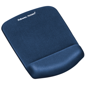 Fellowes Mouse Mat Wrist Support - PlushTouch Mouse Pad with Non Slip Rubber Base & Antibacterial Protection - Ergonomic Mouse Mat for Computer, Laptop, Home Office Use - Blue