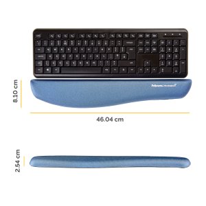 Fellowes Keyboard Wrist Rest - PlushTouch Wrist Rest with Non Skid Rubber Base & Antibacterial Protection - Ergonomic Wrist Support for Computer, Laptop, Home Office Use - Blue