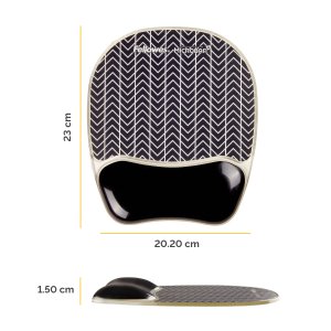 Fellowes Mouse Mat Wrist Support - Photo Gel Mouse Pad with Non Slip Rubber Base & Antibacterial Protection - Ergonomic Mouse Mat for Computer, Laptop, Home Office Use - Chevron