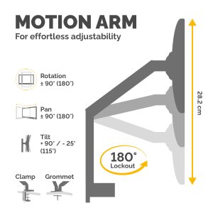 Fellowes Eppa Single Monitor Arm - Monitor Mount for 8KG 40 inch Screens - Ergonomic Adjustable Monitor Arm Desk Mount - Tilt 90° Swivel 360° Rotation 360°, VESA 75 x 75/100 x 100 - Silver