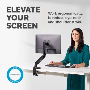 Fellowes Eppa Single Monitor Arm - Monitor Mount for 8KG 40 inch Screens - Ergonomic Adjustable Monitor Arm Desk Mount - Tilt 90° Swivel 360° Rotation 360°, VESA 75 x 75/100 x 100 - Black