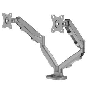 Fellowes Eppa Dual Monitor Arm - Monitor Mount for 8KG 40 inch Screens - Ergonomic Adjustable Monitor Arm Desk Mount - Tilt 90° Swivel 360° Rotation 360°, VESA 75 x 75/100 x 100 - Silver