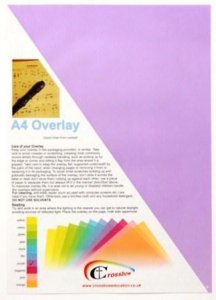 Crossbow Education A4 Overlay 5 pack: Purple. Designed to support users with scotopic sensitivity Irlen Syndrome dyslexia or other visual stress