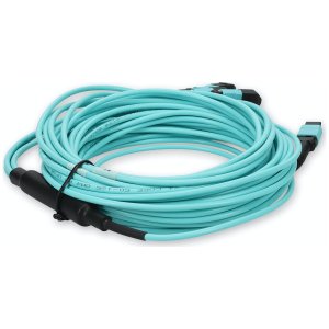 2m 4xMPO-16 (Female) to MPO (Female) 16-strand Aqua OM4 Crossover OFNR (Riser-Rated) Fiber Fanout Cable