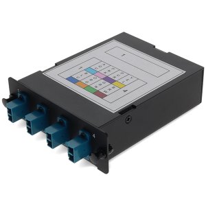 4-Bay Cassette 12-Fiber MPO In, 4 LC Duplex Out, Multi-mode Duplex OS2