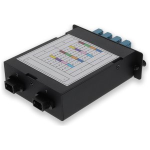 4-Bay Cassette 2x 12-Fiber MPO In, 8 LC Duplex Out, Single-mode Duplex OS2