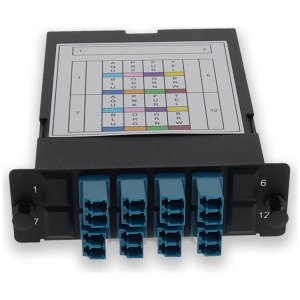 4-Bay Cassette 2x 12-Fiber MPO In, 8 LC Duplex Out, Single-mode Duplex OS2