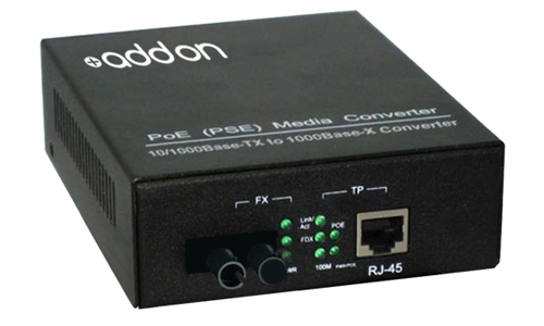 AddOn Networks 1000Base-TX(RJ45) to 1000Base-XU(ST), 1310/1550nm network media converter 1000 Mbit/s Single-mode Black