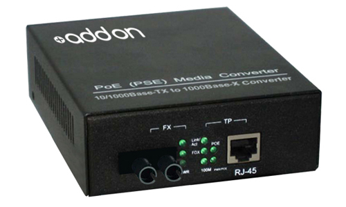 AddOn Networks 1000Base-TX(RJ45) to 1000Base-LX(ST), 1310nm network media converter 1000 Mbit/s Single-mode Black