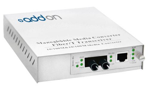 AddOn Networks 1000Base-TX(RJ45) to 1000Base-LX(ST), 1310nm network media converter 1000 Mbit/s Single-mode Silver