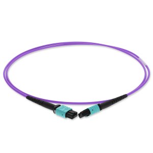 2 m, MPO (Female) to MPO (Female), 12-Strand, Violet, OM4, Crossover, Fiber OFNR (Riser-Rated), Patch Cable