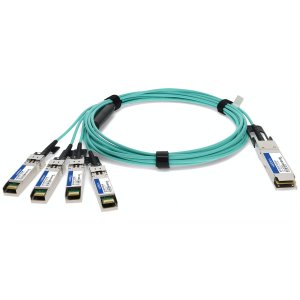 Arista Networks CAB-Q-S-AOC-10M to Fortinet FN-TRAN-SFP+SR Compatible TAA Compliant 40GBase-AOC QSFP+ to 4xSFP+ Active Optical Cable (850nm, MMF, 10m)